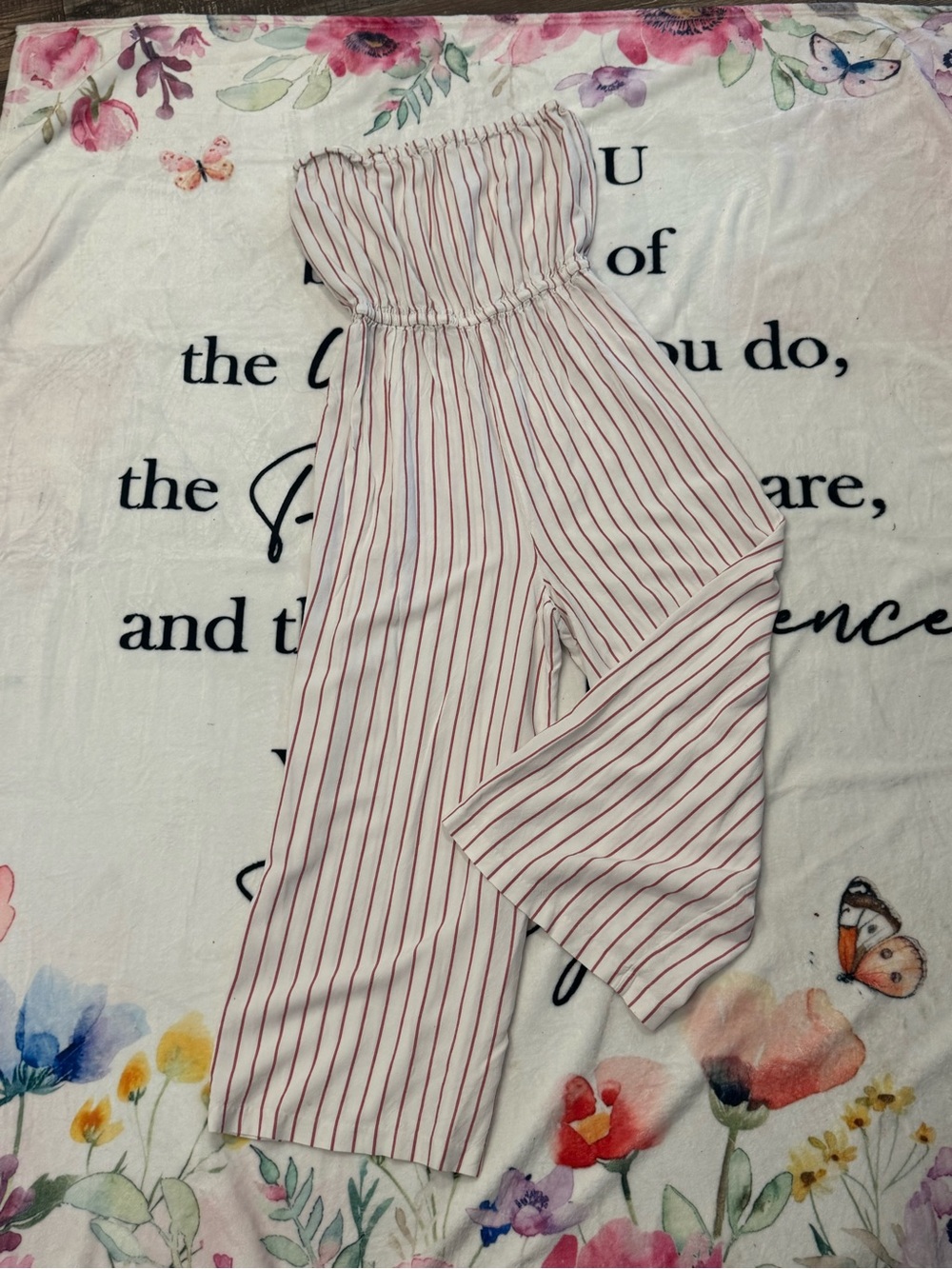 Forever 21 Striped Strapless Jumpsuit, Size L